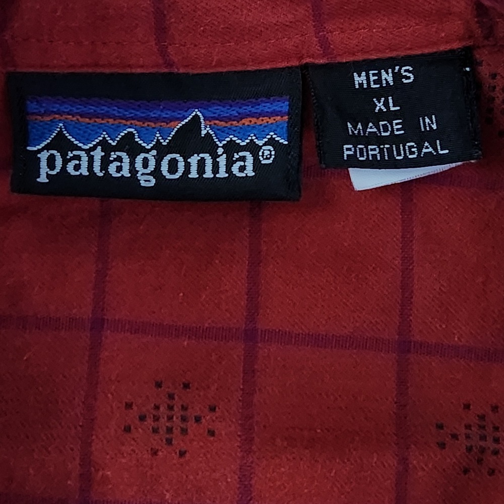 Vintage Patagonia Flannel Shirt Mens XL Red Plaid Geometric Long Sleeve Button - Picture 4 of 9